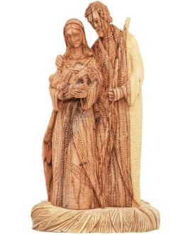 ‘Holy Family’ Detailed Olive Wood Carving from Bethlehem – 9″